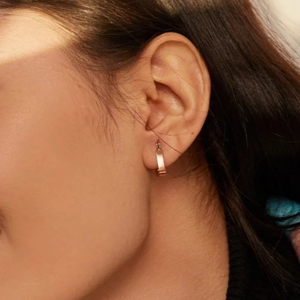 New 18K Gold Plated Square Geometric Hoop Earrings - Picture 2 of 5